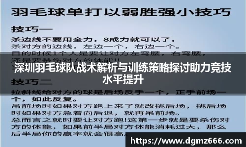 深圳羽毛球队战术解析与训练策略探讨助力竞技水平提升